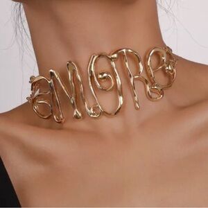 FRENCH Love Gold Statement Choker Necklace